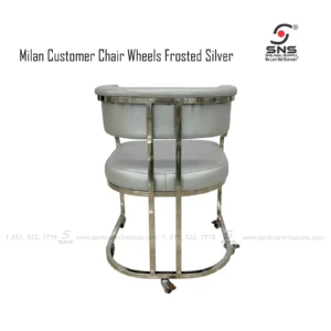 Milan Chair Frosted Silver w Wheels