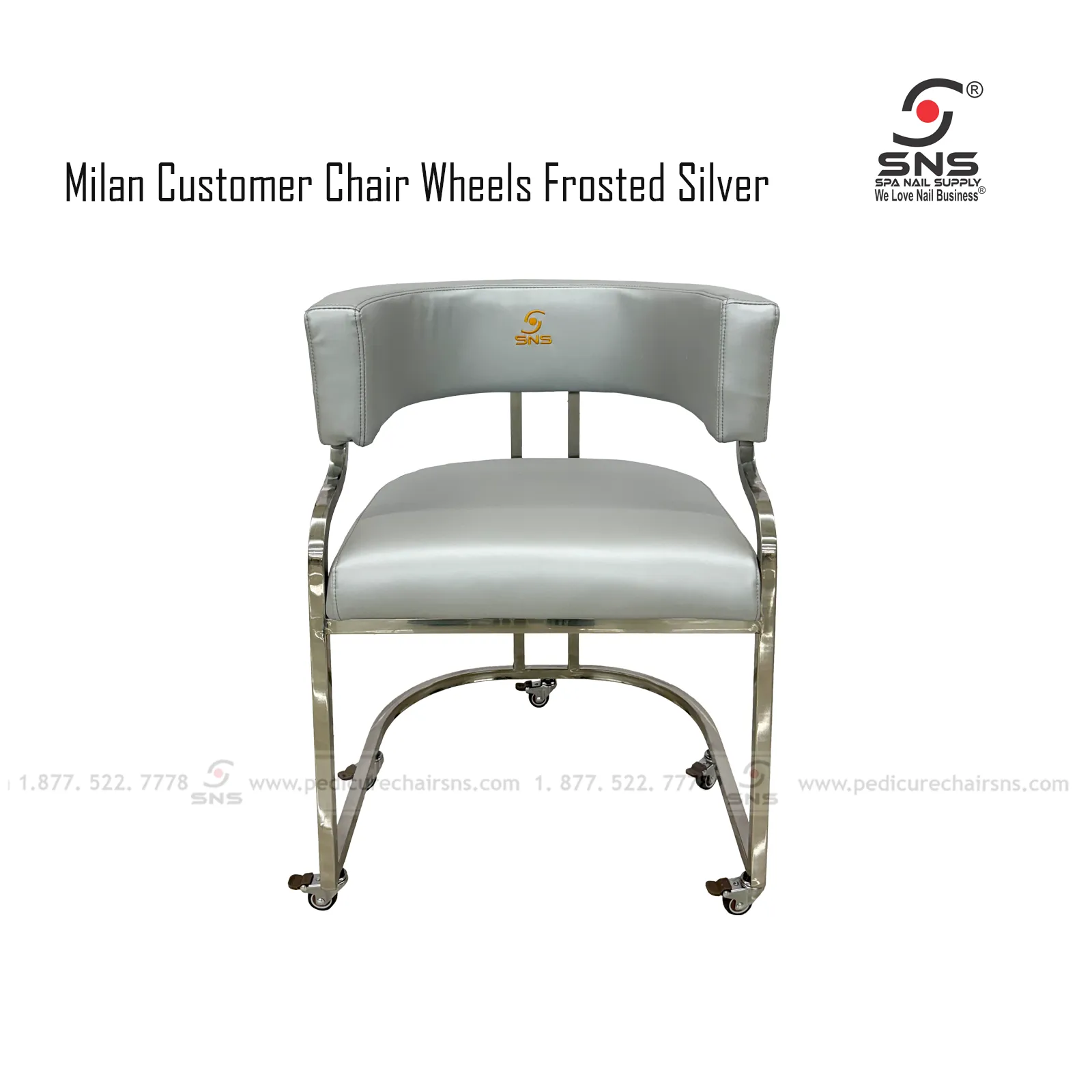 Milan Chair Frosted Silver w Wheels