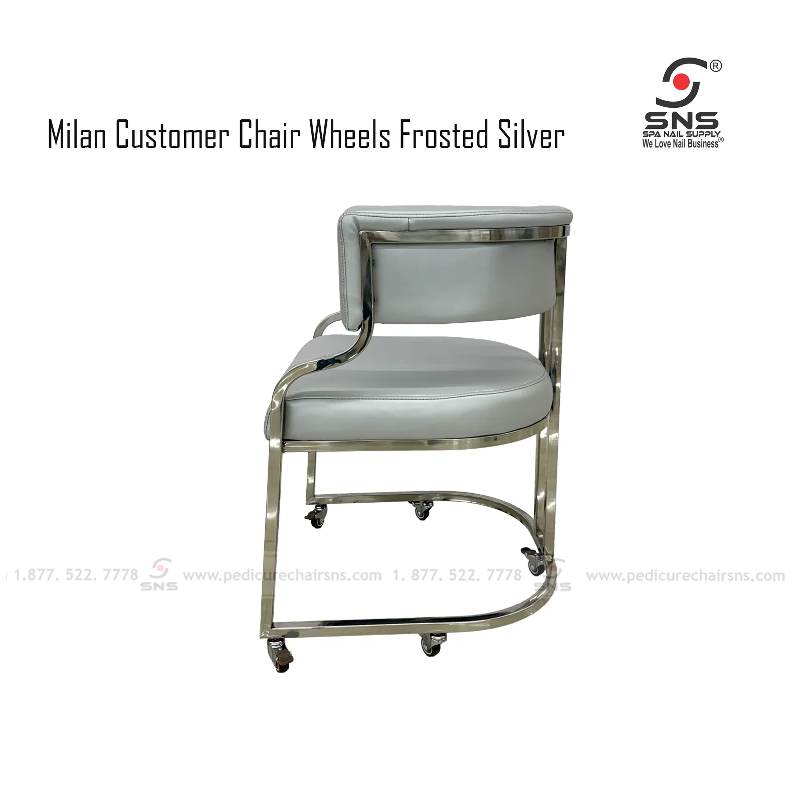 Milan Chair Frosted Silver w Wheels