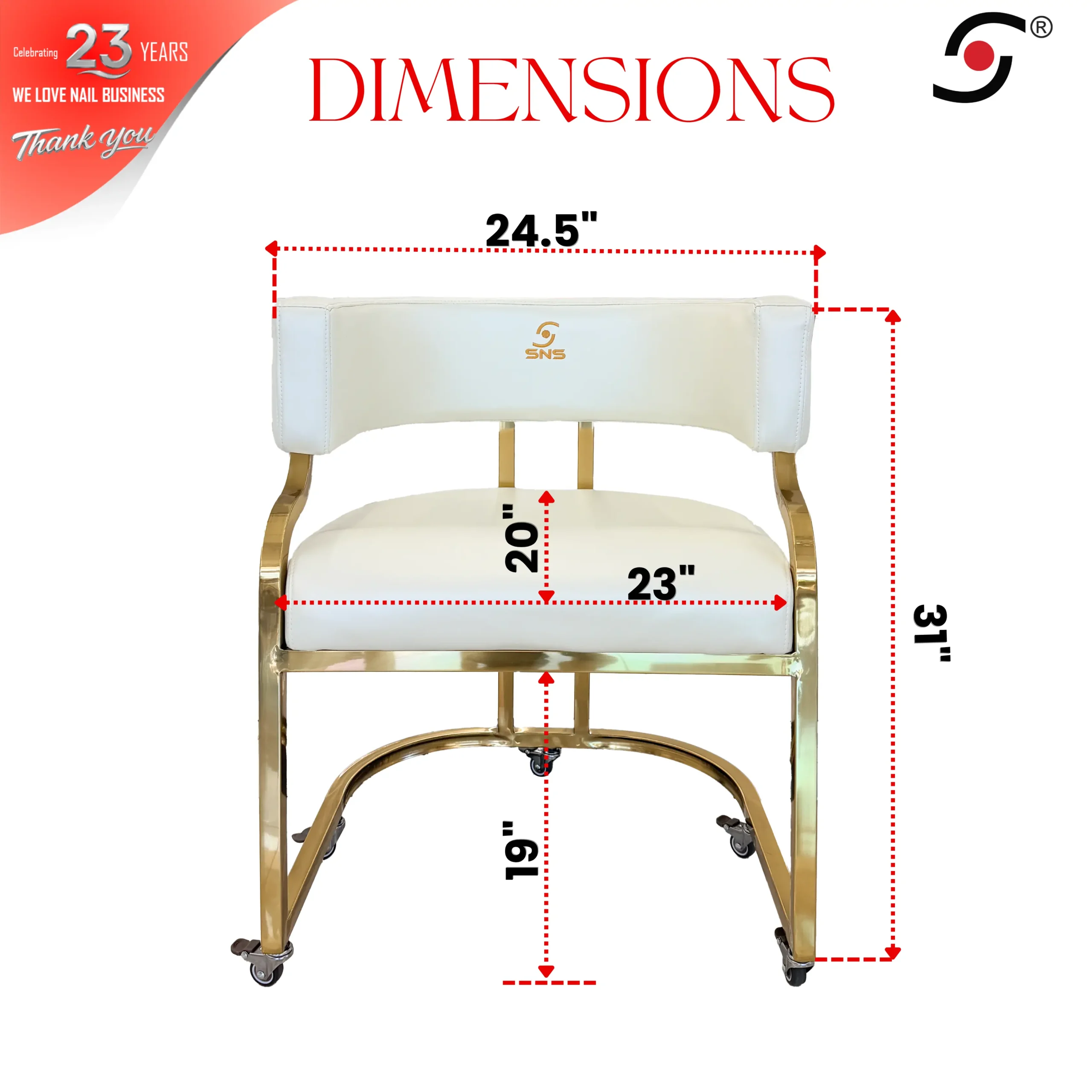 Milan Chair Ivory w wheels - Image 2