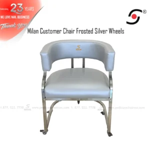 Milan Chair Frosted Silver w Wheels - Image 3