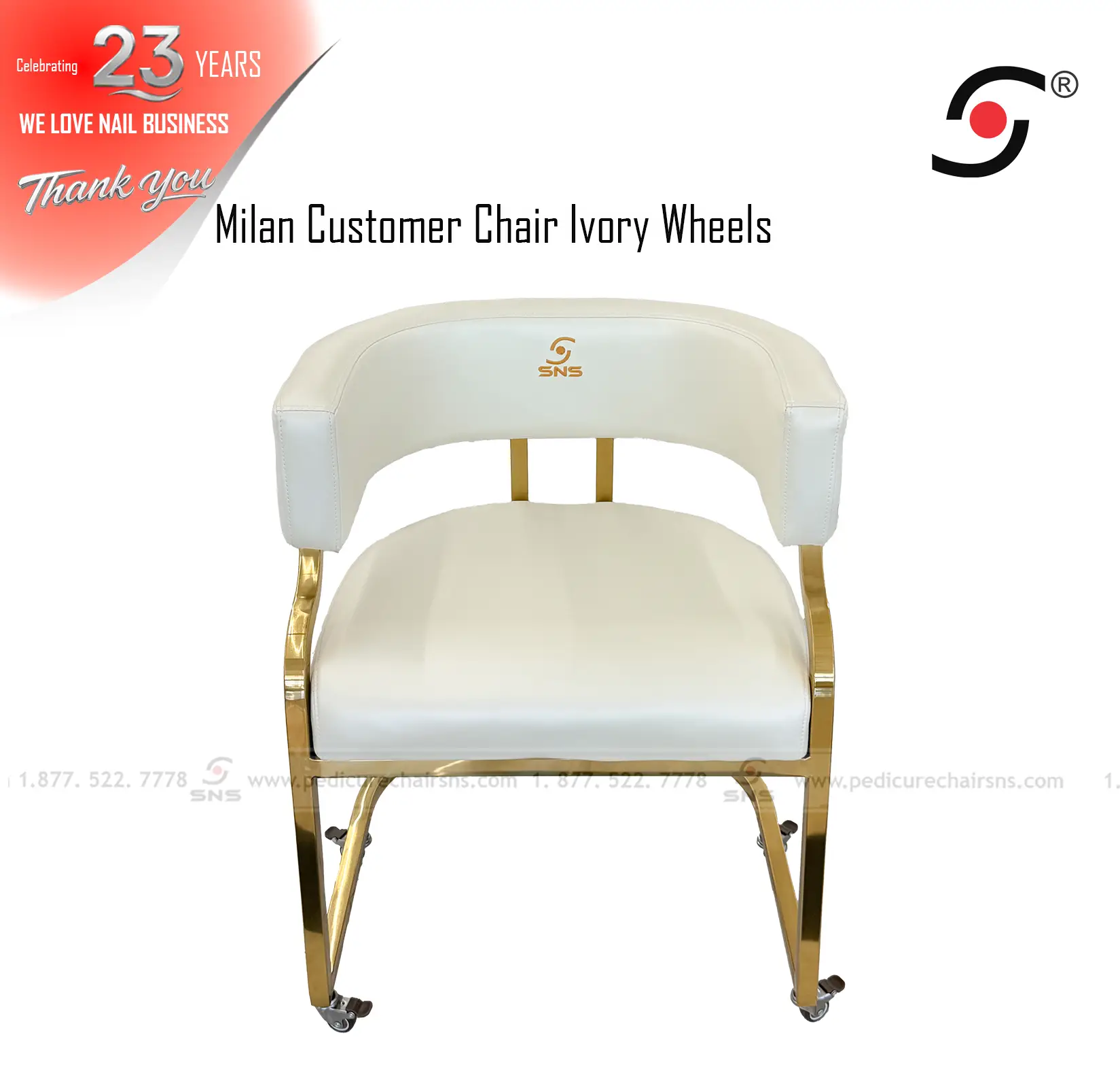 Milan Chair Ivory w wheels - Image 3