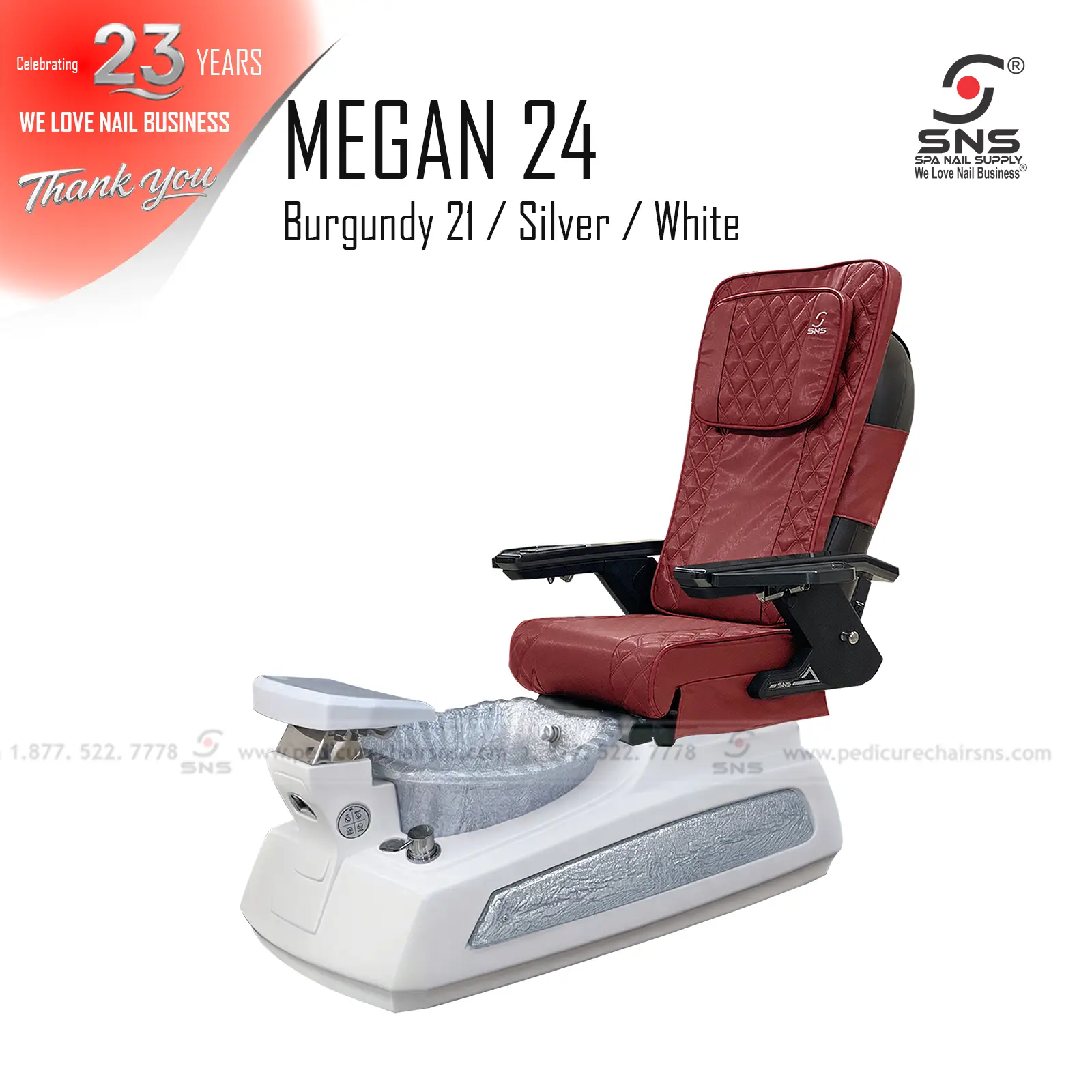 Megan 24 pedicure chair White/Silver - Image 12