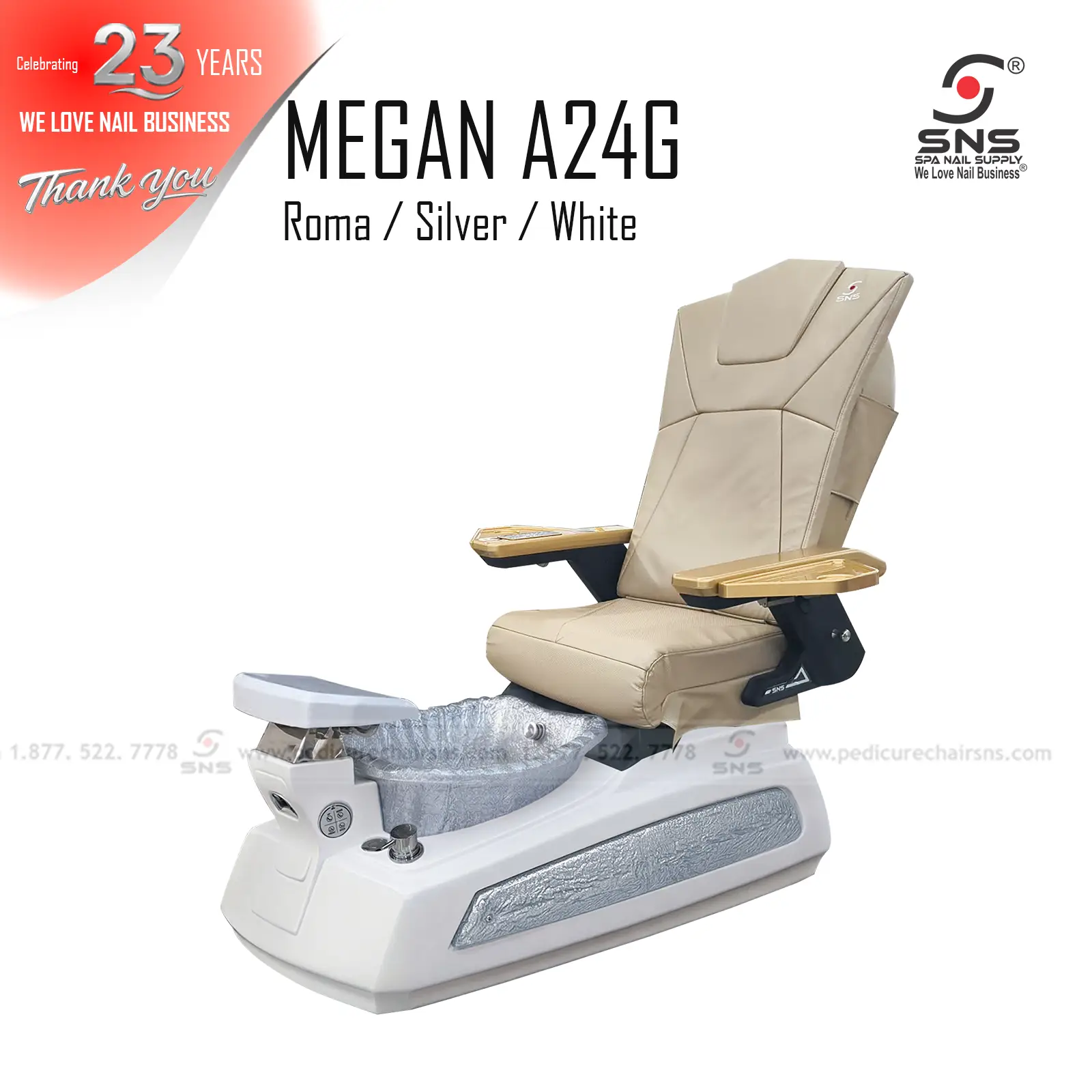 Megan 24 pedicure chair White/Silver - Image 8
