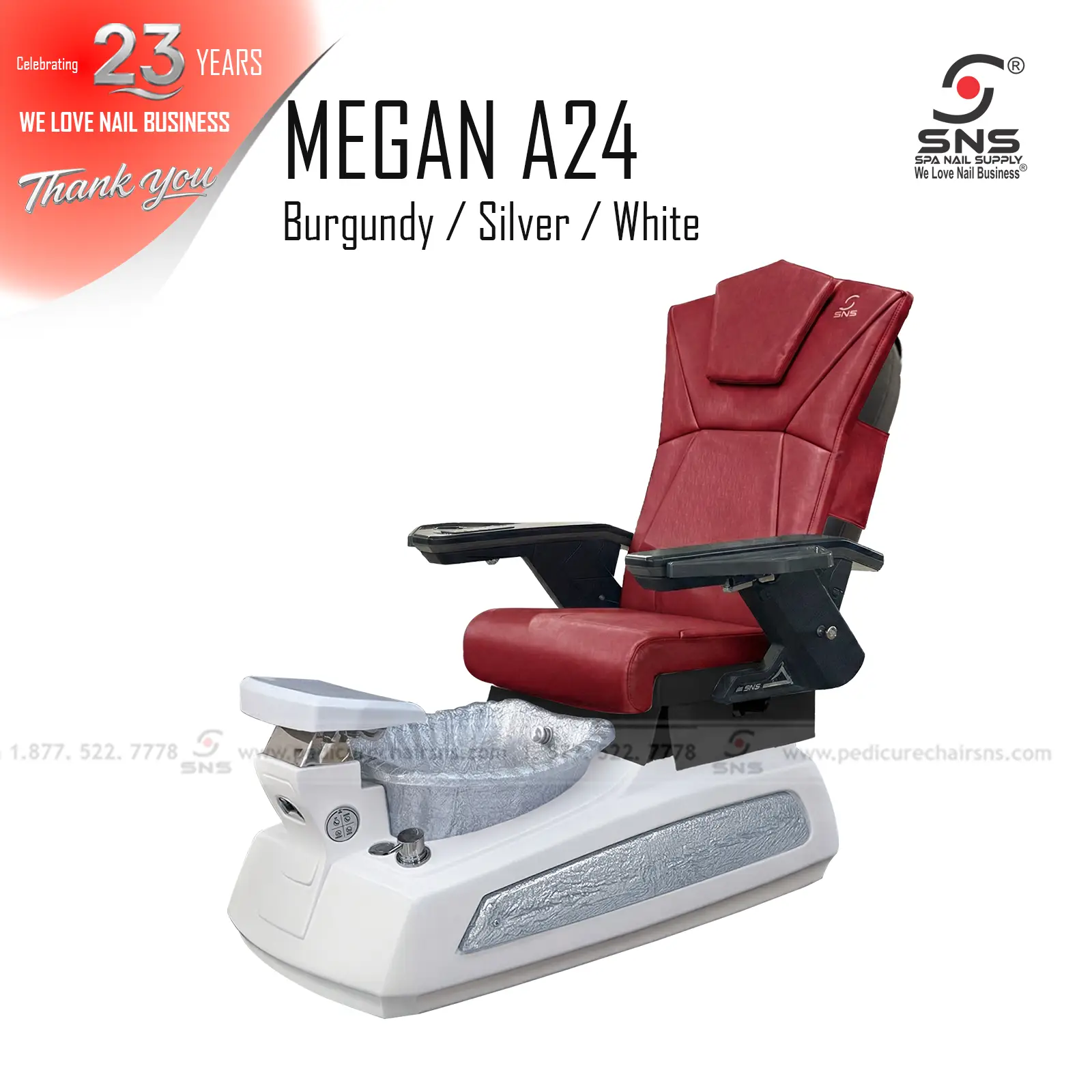 Megan 24 pedicure chair White/Silver - Image 4