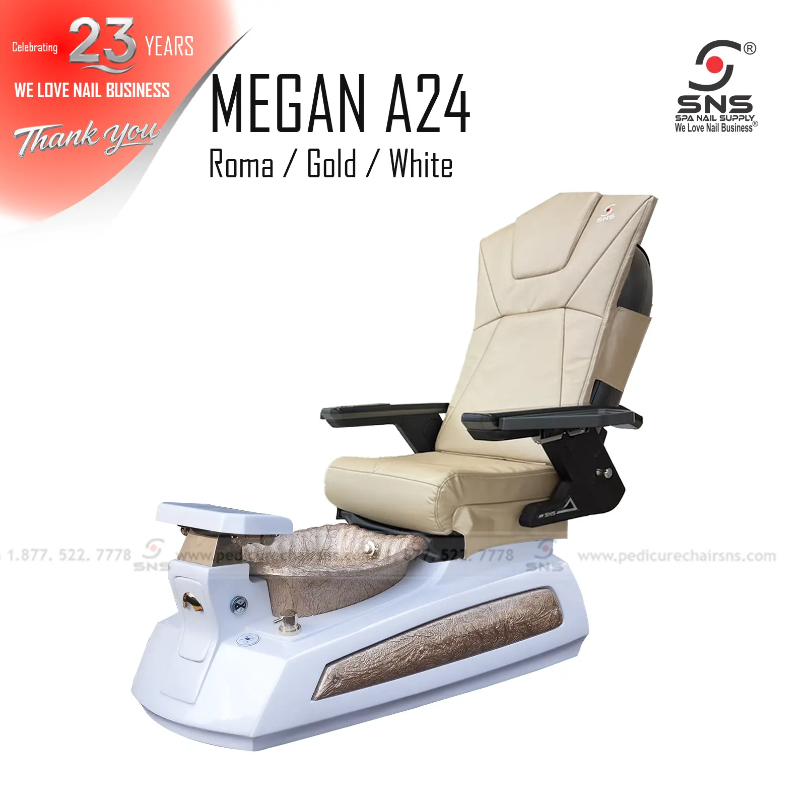 Megan 24 pedicure chair White - Image 3