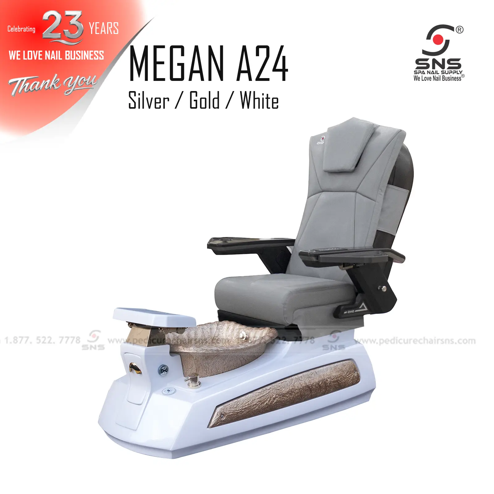 Megan 24 pedicure chair White - Image 2